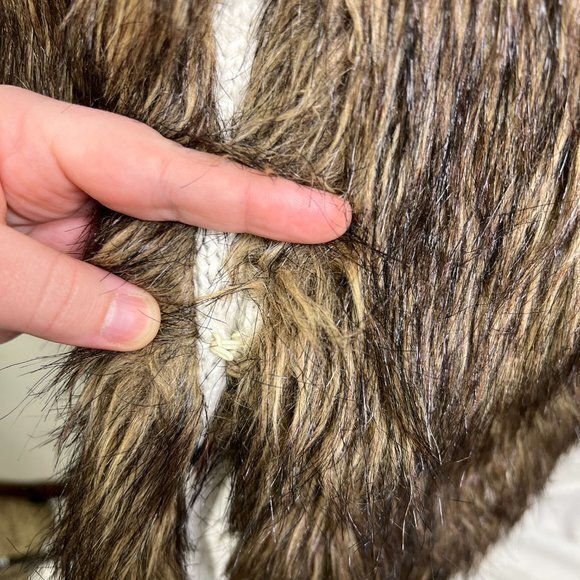 Faux Fur Sweater Vest M Reversible White Gray Tribal Aztec Southwestern Brown Us - Picture 4 of 12